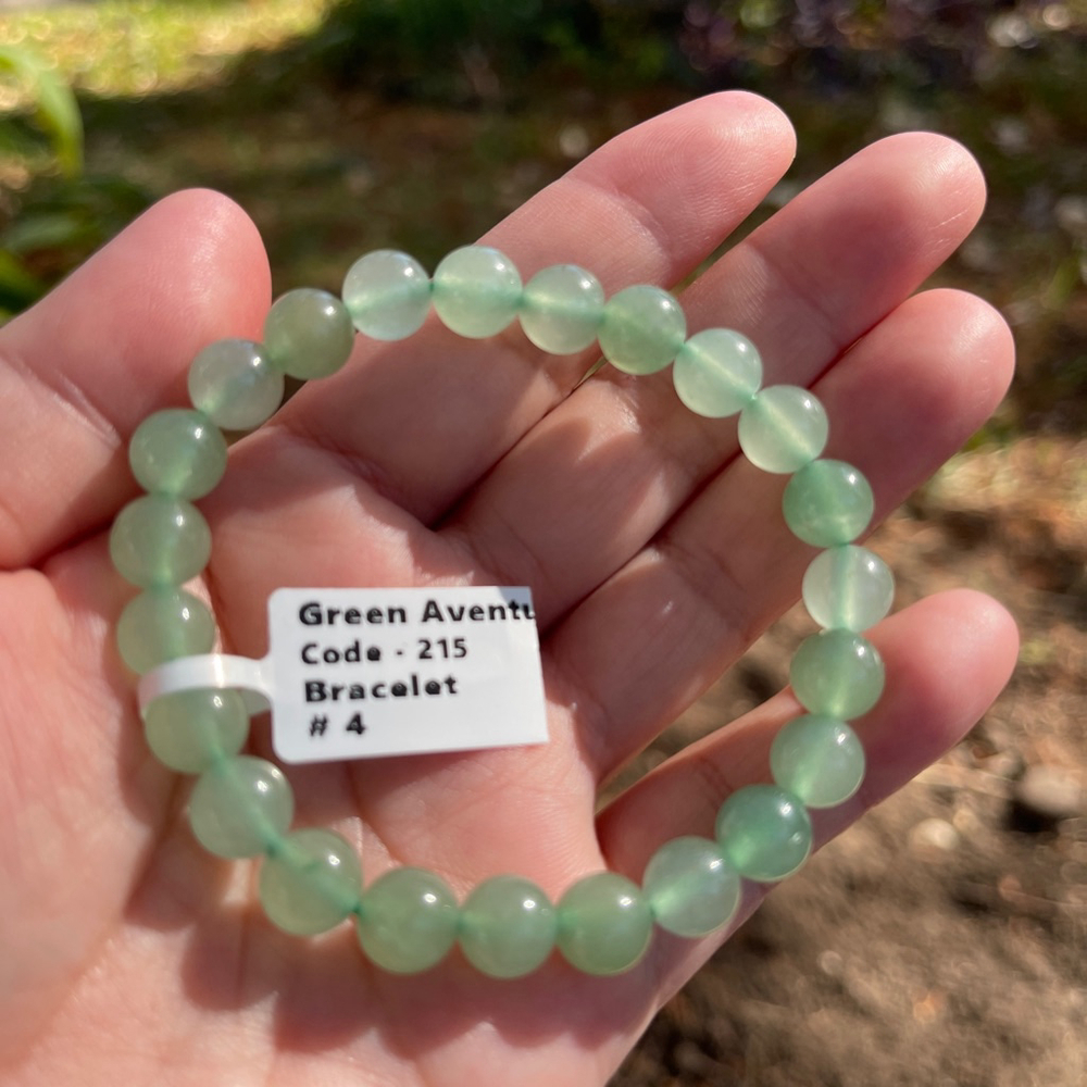 NWT Natural Green Aventurine Beaded Elastic Bracelet